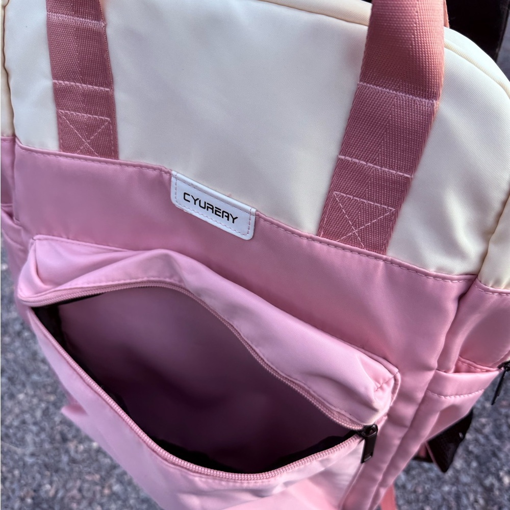 Elegant Pink and Cream Canvas Backpack